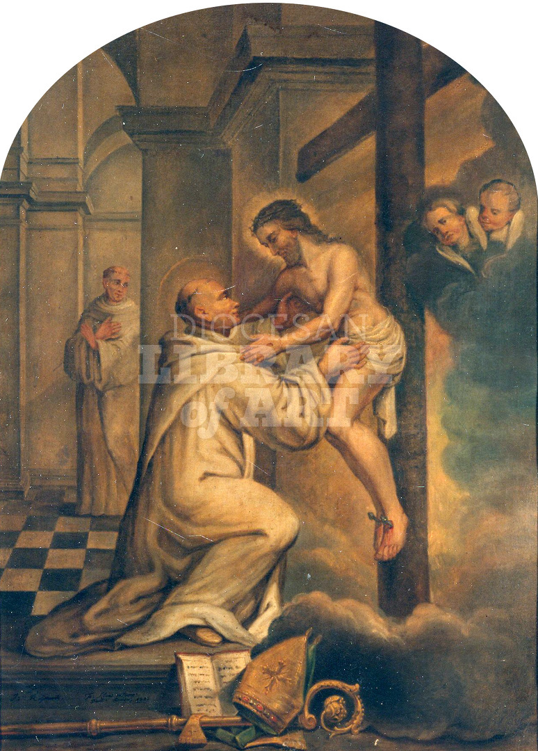 St. Bernard embraces the crucified Christ