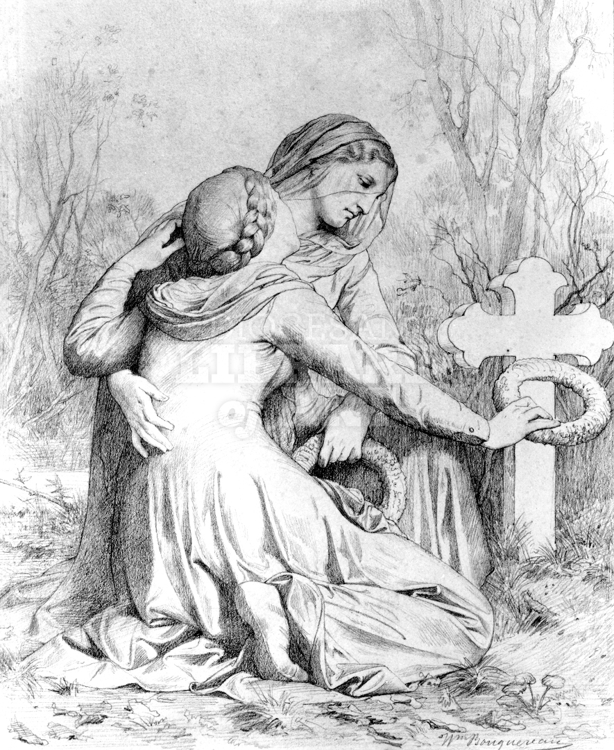 Mourning Women Kneeling at Grave