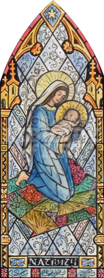 Nativity Showing Mary Kneeling and holding Christ Under a Star