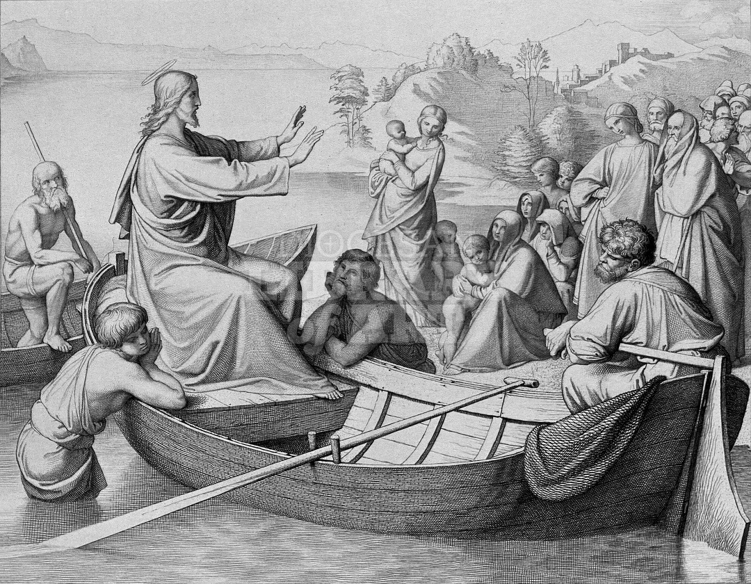 Jesus Sitting in a Boat Teaches the Crowd 