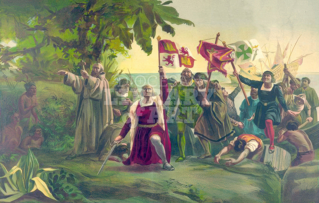 First landing of Columbus on the shores of the New World At San Salvador
